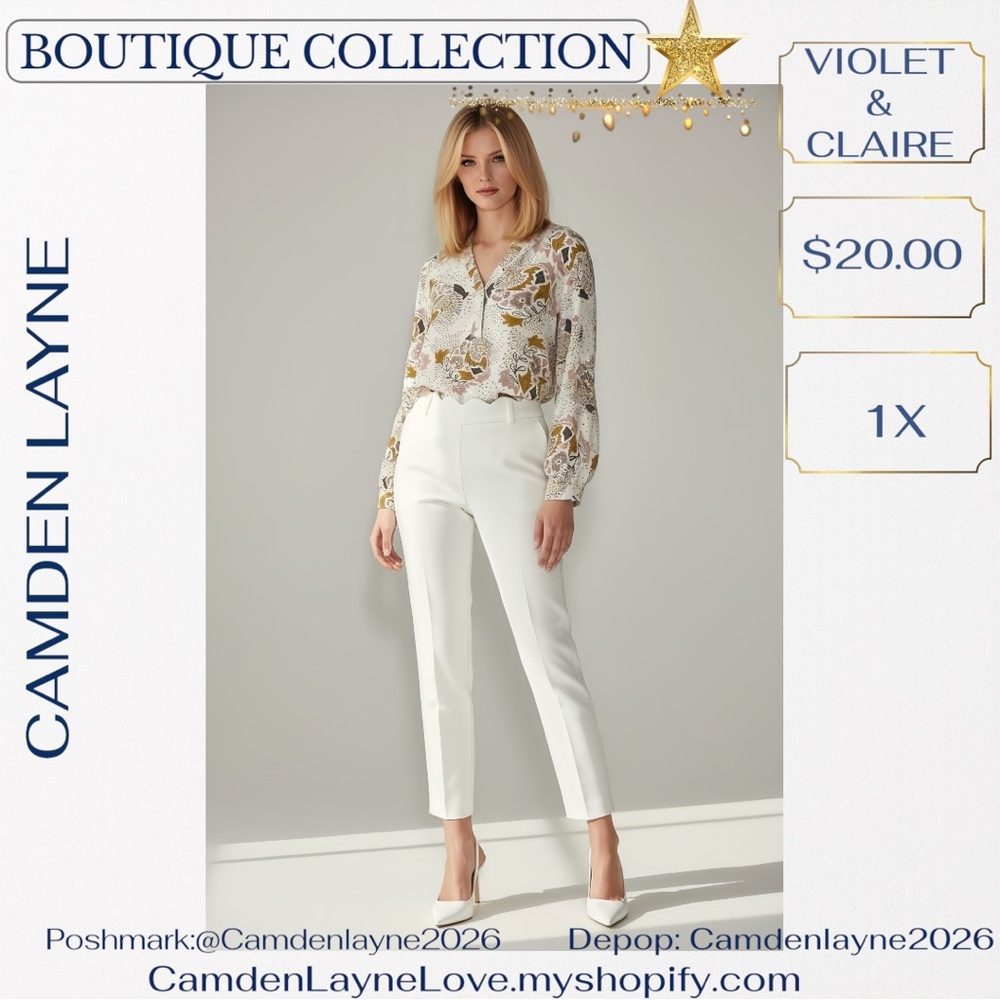 Violet & Claire Women's Elegant Floral Print Blouse